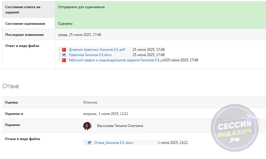 Результат по кейсу Кейс: помогли студенту СибУПК с отчетом по практике